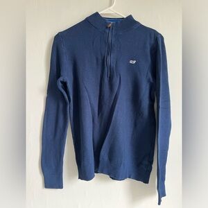 LARGE Vineyard Vines boys cotton sweater quarter zip navy blue excellent euc